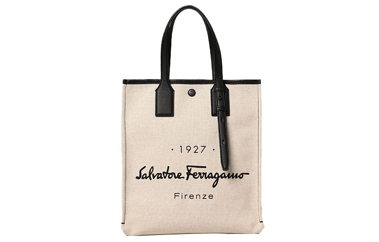 FERRAGAMO/菲拉格慕 Ferragamo Logo Canvas Tote Beige