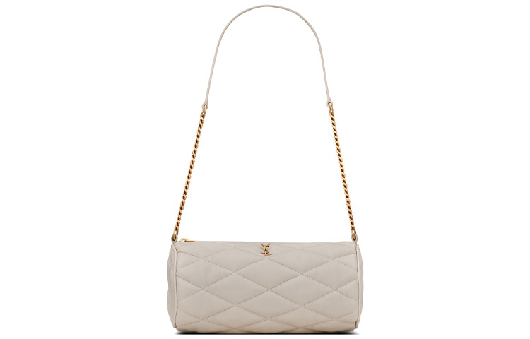 SAINT LAURENT/圣罗兰 Saint Laurent Logo Chain Mini Cylinder Bag White