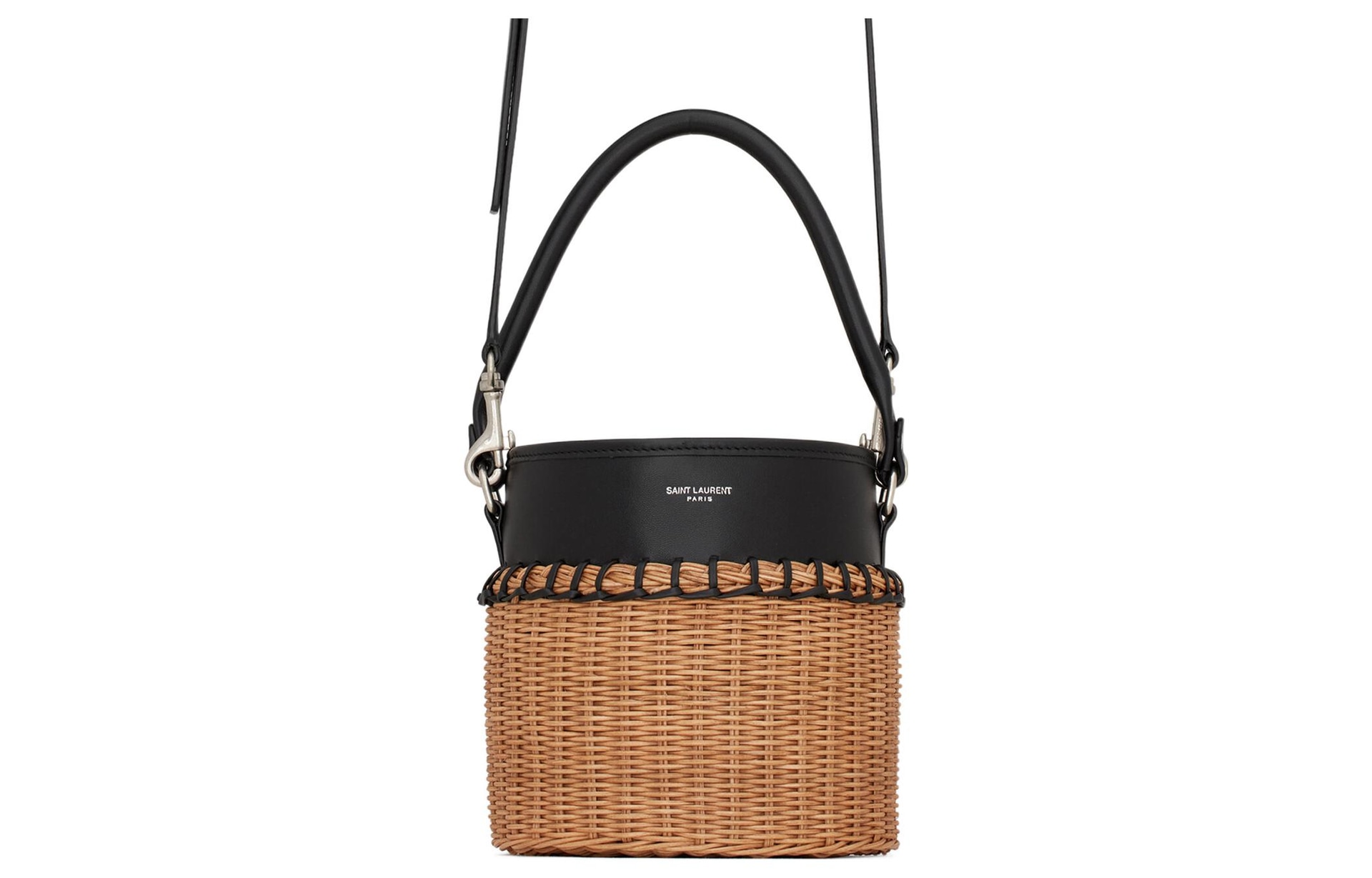 SAINT LAURENT/圣罗兰 Saint Laurent Bucket Bag Natural Linen Black