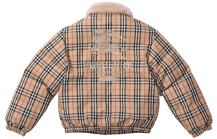 Supreme x Burberry Shearling Collar Down Puffer Jacket — фото 1