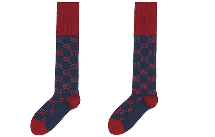 GUCCI FW22 Colorblock Socks Navy Blue