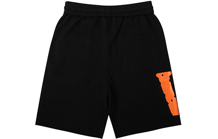 Vlone Classic Gothic Letter Knit Shorts Black Orange — фото 1