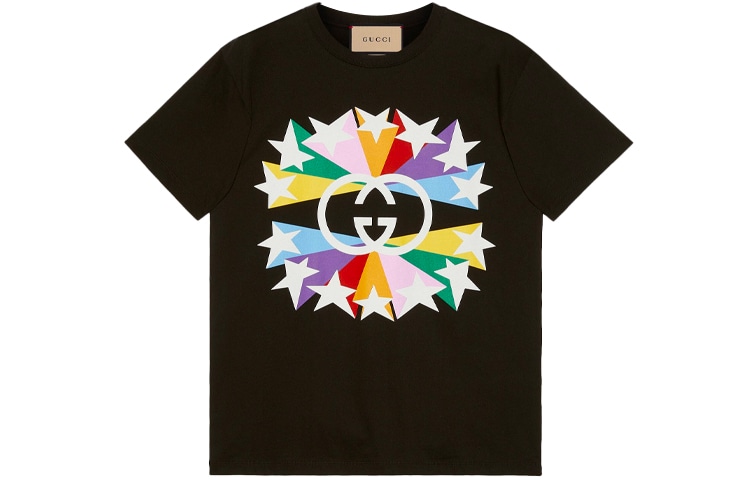 Gucci Interlocking G Star Logo T-Shirt Black — фото 2