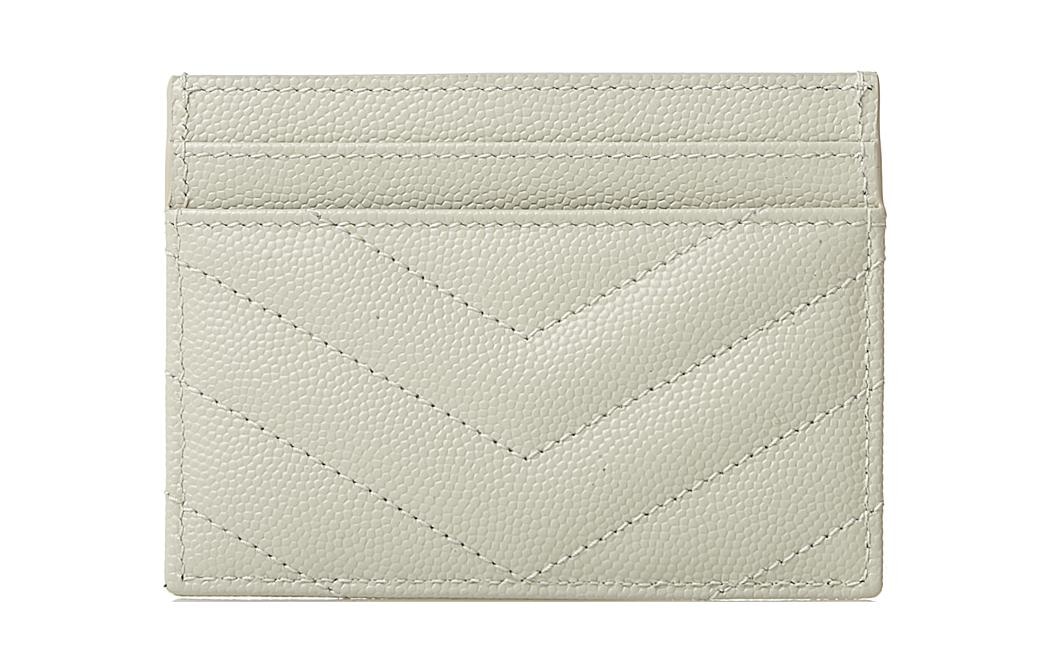 Saint Laurent Monogramme Quilted Card Holder Vintage White — фото 4