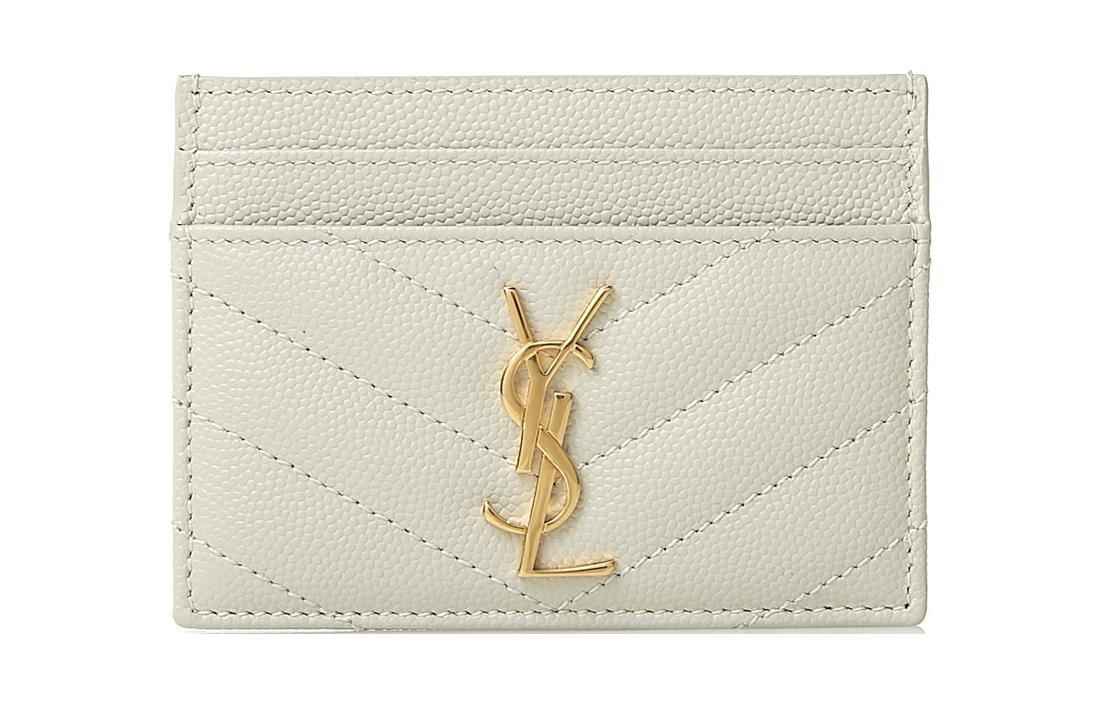 SAINT LAURENT/圣罗兰 Saint Laurent Monogramme Quilted Card Holder Vintage White
