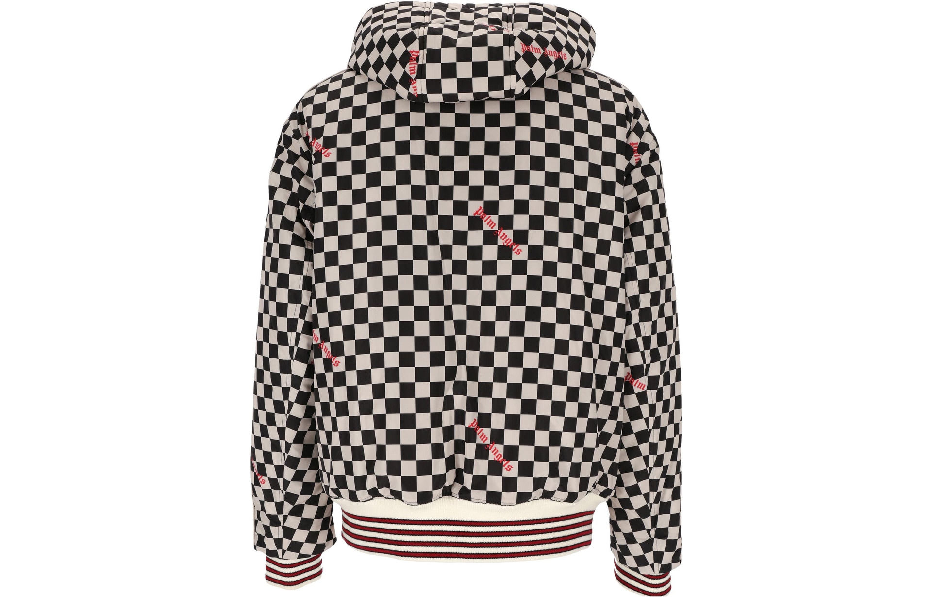 Palm Angels FW22 Plaid Logo Zip Hoodie Black White — фото 1