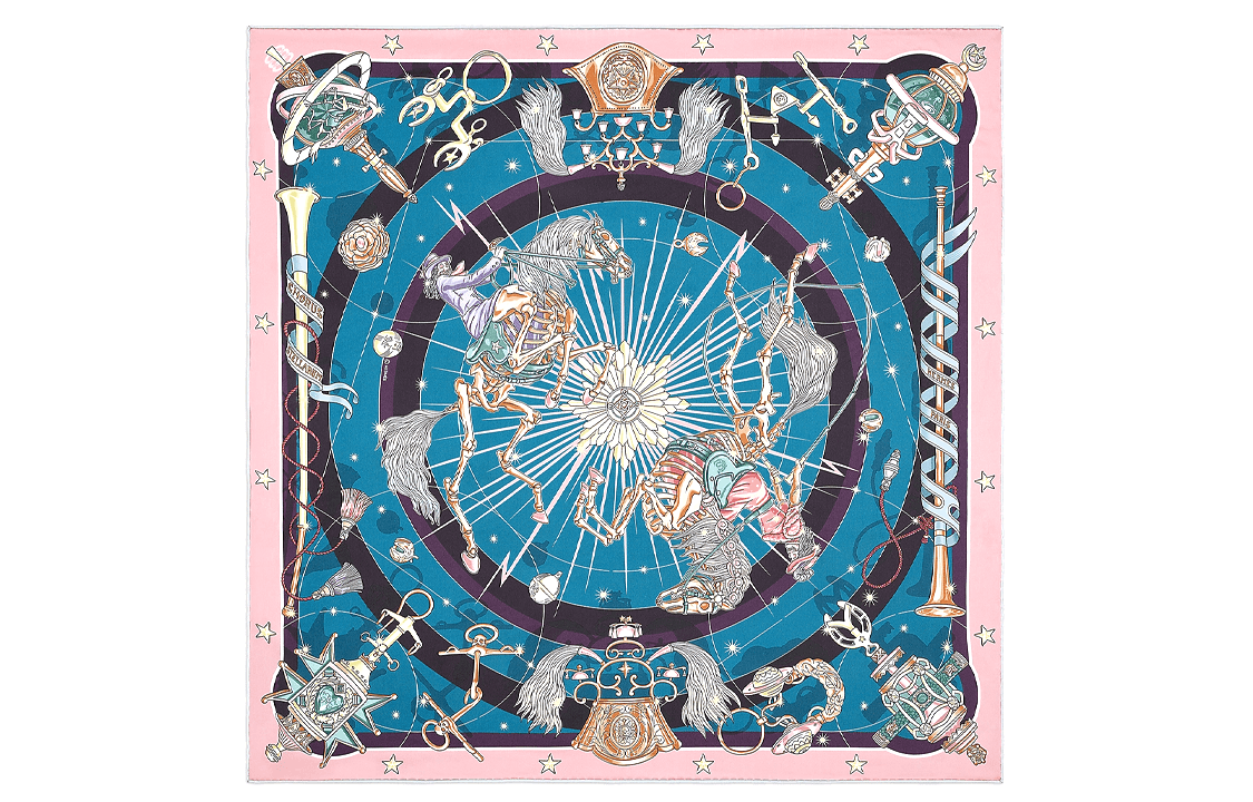 HERMES/爱马仕 Hermes Star Chorus Scarf Pink Cobalt Purple