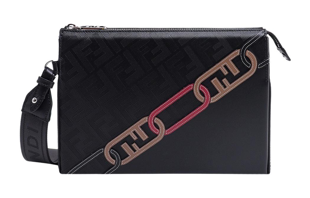 FENDI/芬迪 Fendi FF Pattern Zip Wristlet Black