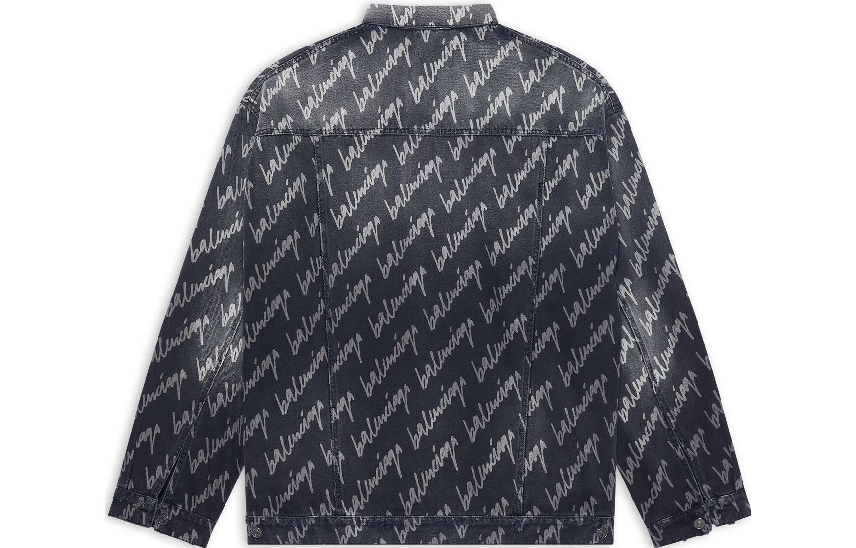 Balenciaga Allover SS22 Logo Denim Jacket Grey — фото 1