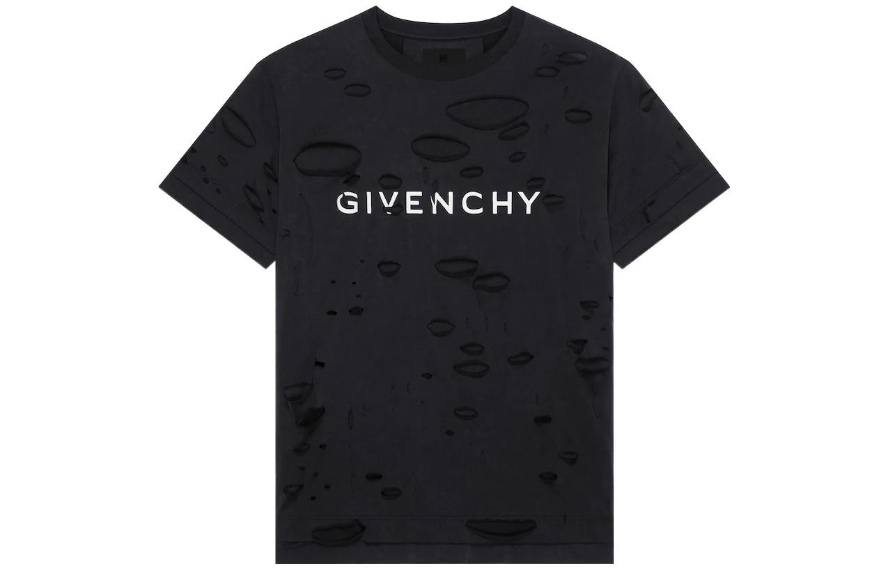 Givenchy/纪梵希 Givenchy SS23 Logo Print Distressed T-Shirt Black
