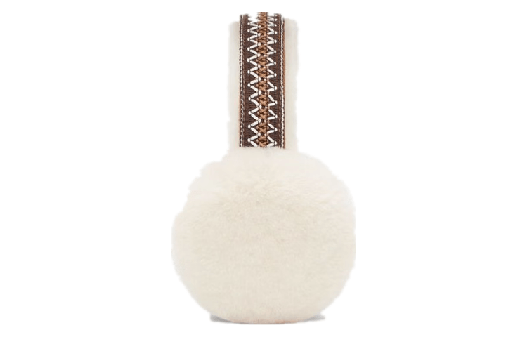 UGG Embroidered Logo Traditional Knit Earmuffs Cream