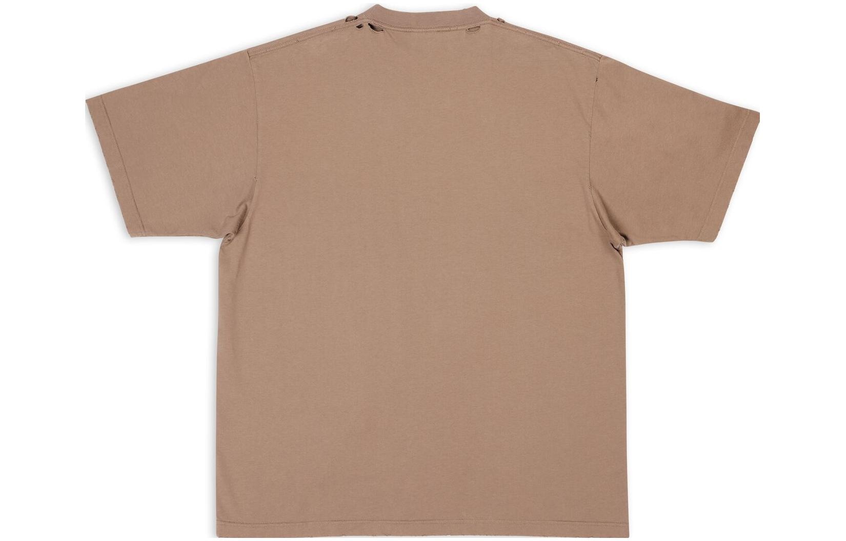 Balenciaga SS23 Distressed Logo T-Shirt Light Brown — фото 1