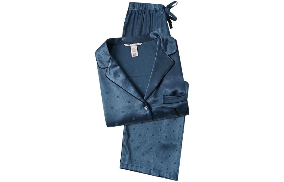 Victoria'S Secret Satin Pajama Set Navy