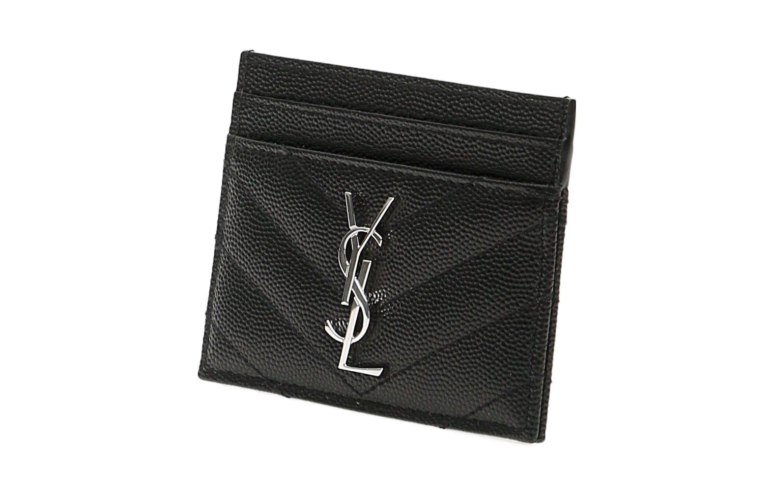 Saint Laurent YSL Monogram Quilted Card Holder Black — фото 3