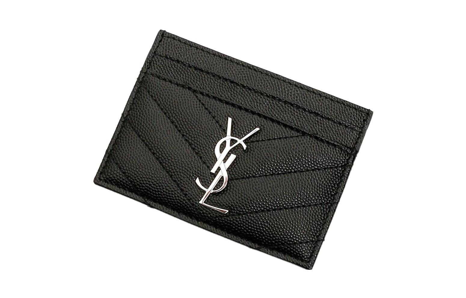 Saint Laurent YSL Monogram Quilted Card Holder Black — фото 2