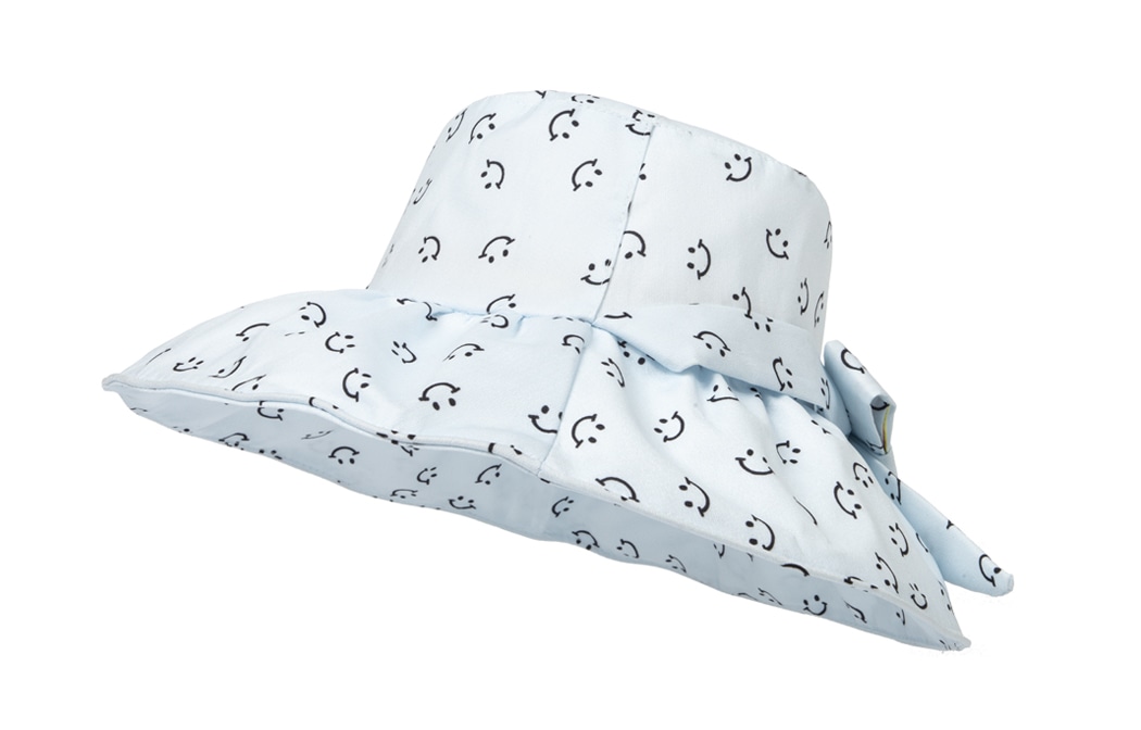 白卷BAIJUAN 白卷 夏天遮阳防晒大檐笑脸印花 鸭舌帽 女款