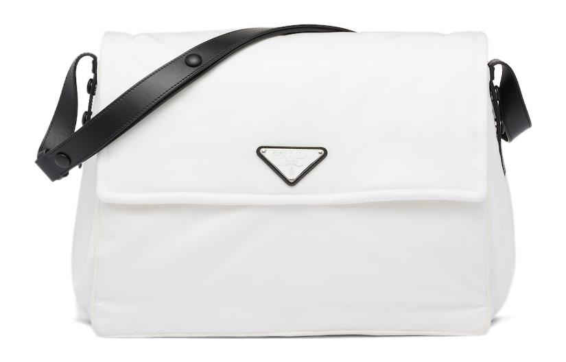 PRADA Cini Re-Nylon Messenger Bag Large White
