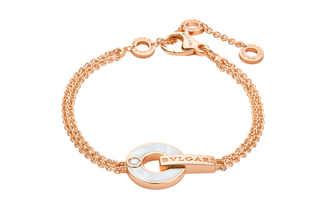 BVLGARI/宝格丽 BVLGARI Openwork Letter Diamond Bracelet Rose Gold