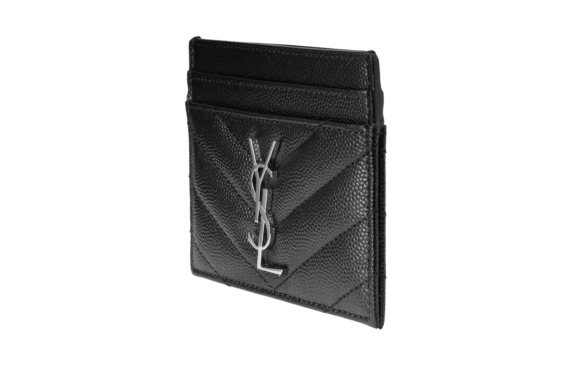 Saint Laurent YSL Monogram Quilted Card Holder Black — фото 1