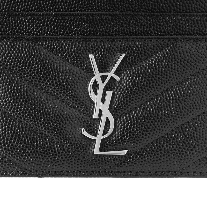 Saint Laurent YSL Monogram Quilted Card Holder Black — фото 6