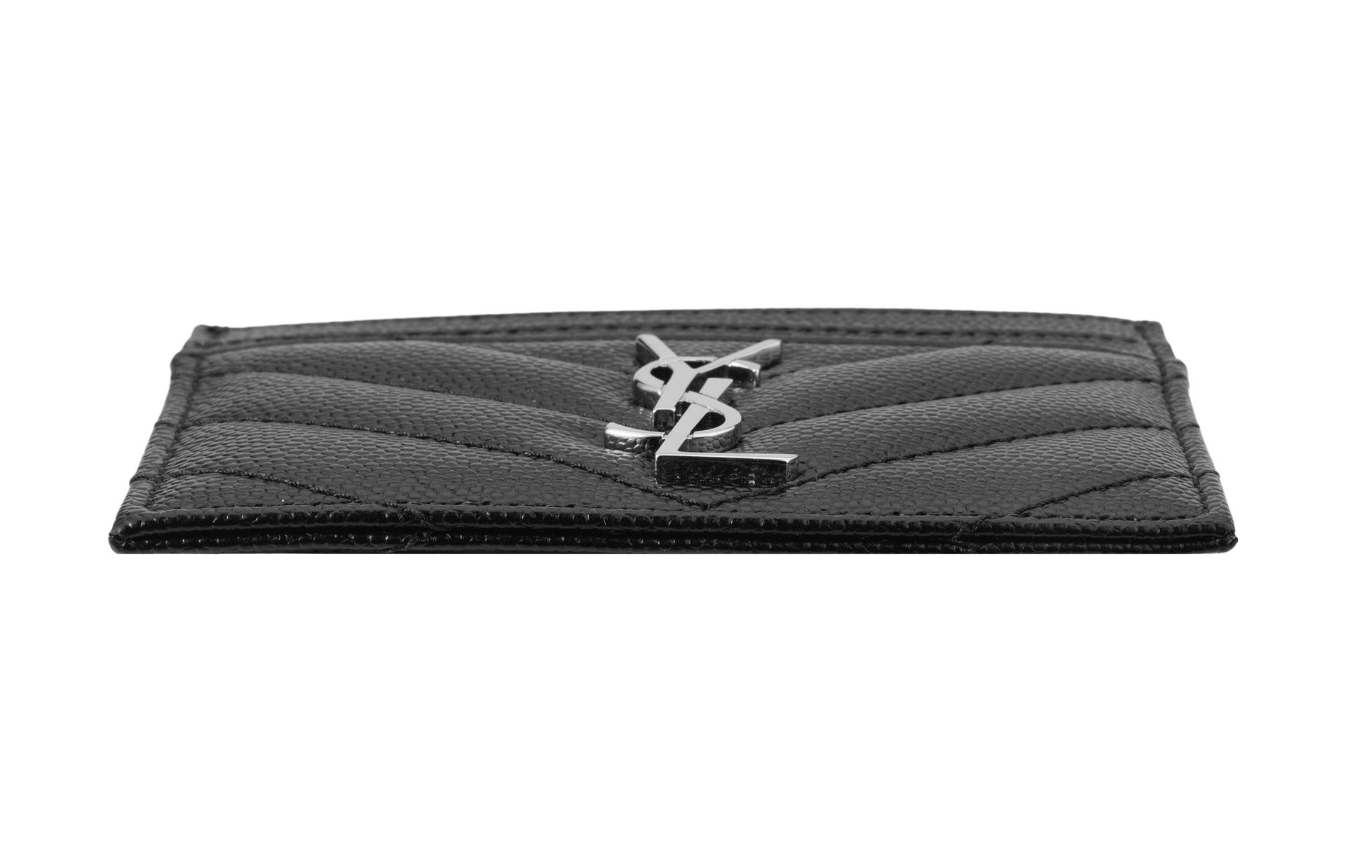 Saint Laurent YSL Monogram Quilted Card Holder Black — фото 4