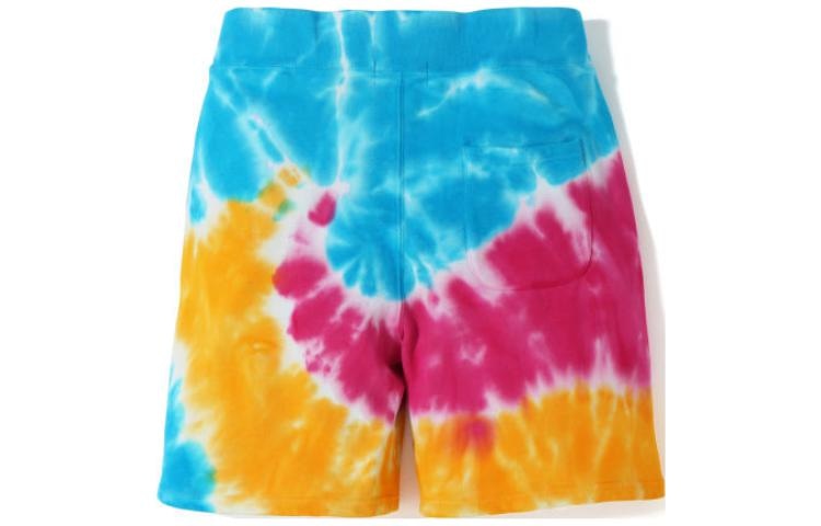 A BATHING APE Shark Embroidery Tie-Dye Camo Shorts — фото 1