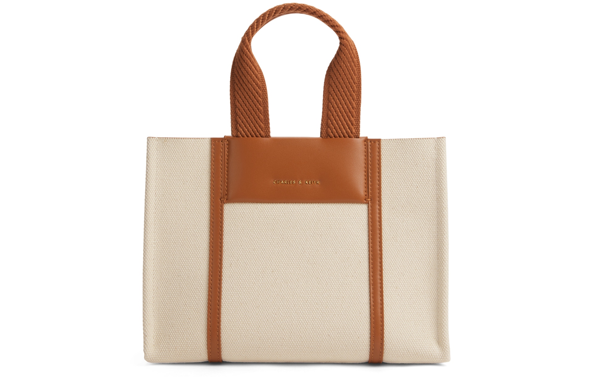 CHARLES&KEITH CHARLESKEITH PU Tote CognacBeigeBlack