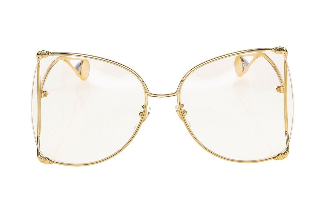 Gucci Irregular Metal Sunglasses Gold — фото 2