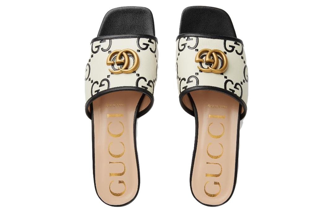 Gucci Slide Sandals Black White — фото 9
