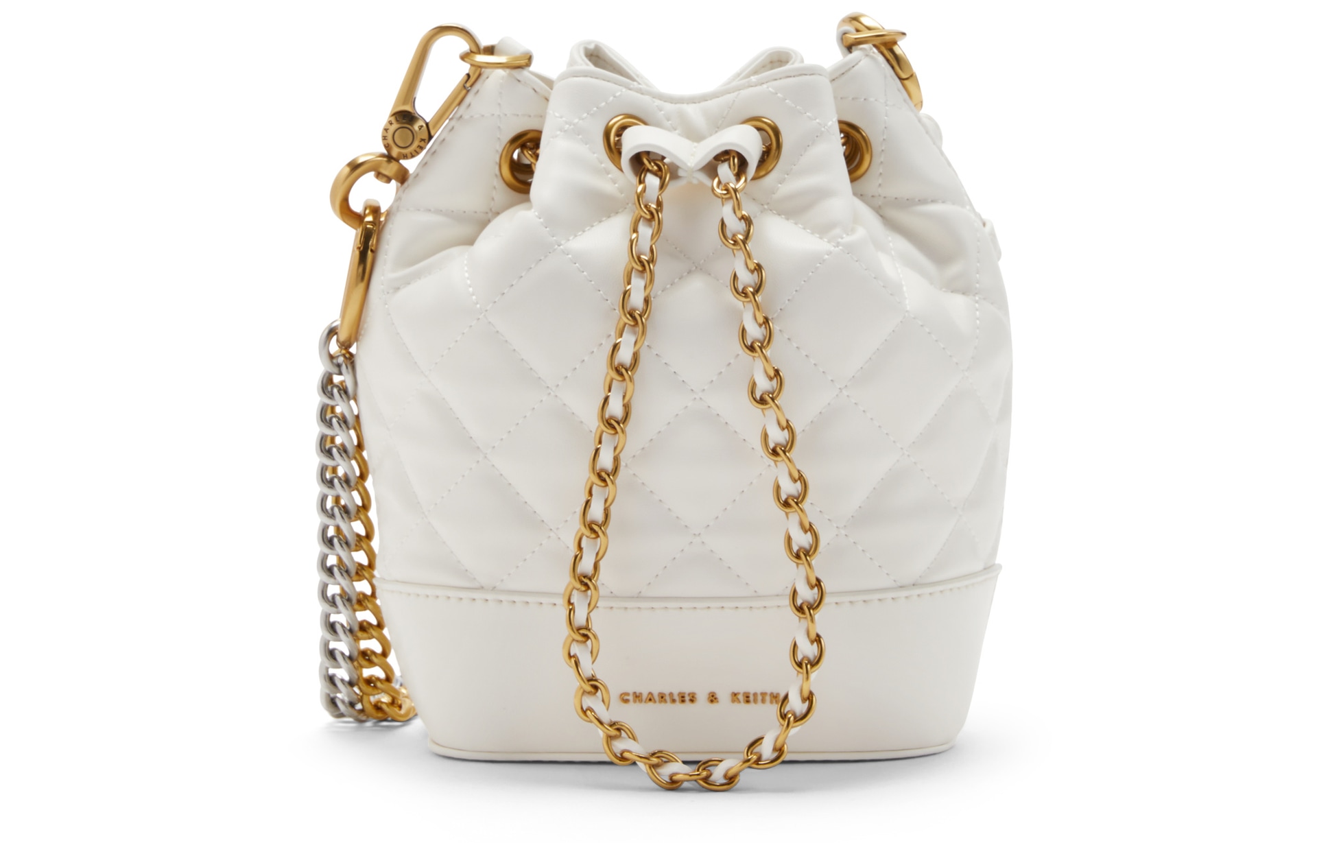 CHARLES&KEITH Charles & Keith Quilted Chain Shoulder Bag Black/Ivory