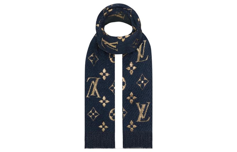 Louis Vuitton Logo Embroidered Scarf Blue — фото 1