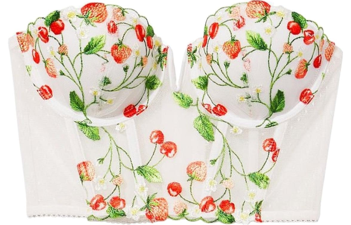 Victoria'S Secret SS23 Floral Embroidery Mesh Bra Coconut White