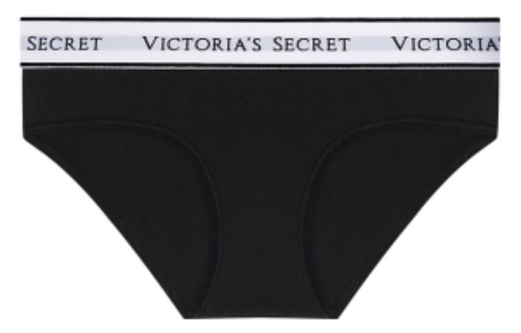 Victoria's Secret Logo Print Low-Rise Briefs Black