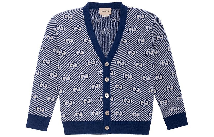 Gucci FW21 Letter Jacquard V-Neck Wool Cardigan — фото 1