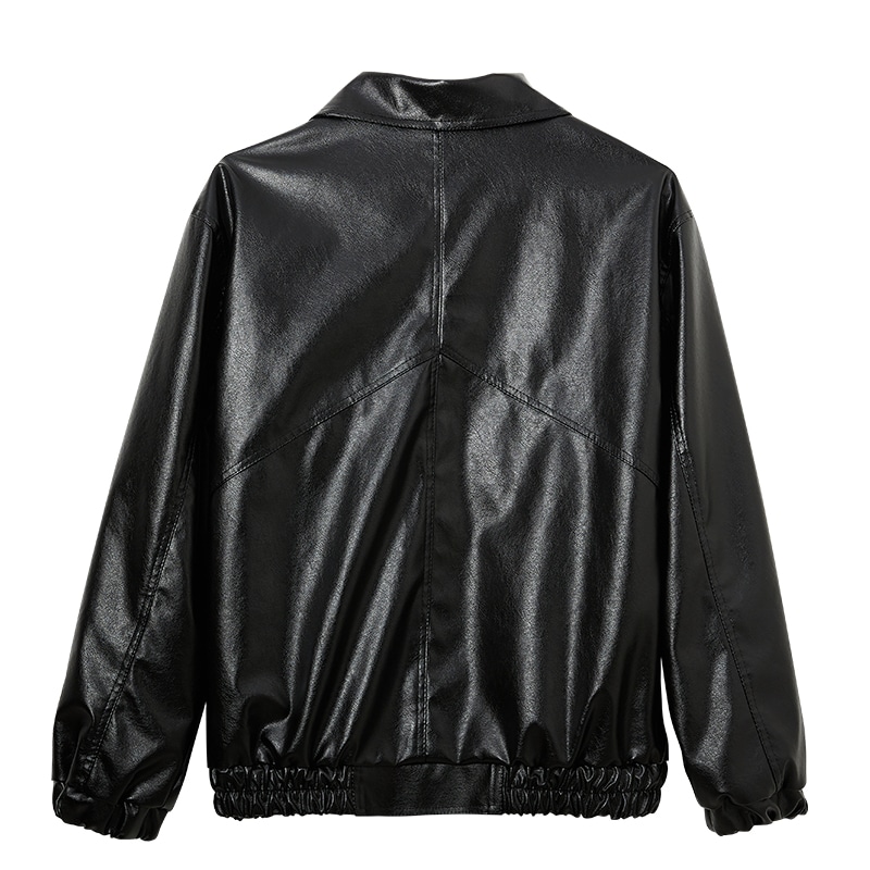 Pmet Classic Button Collar Leather Jacket Black — фото 1
