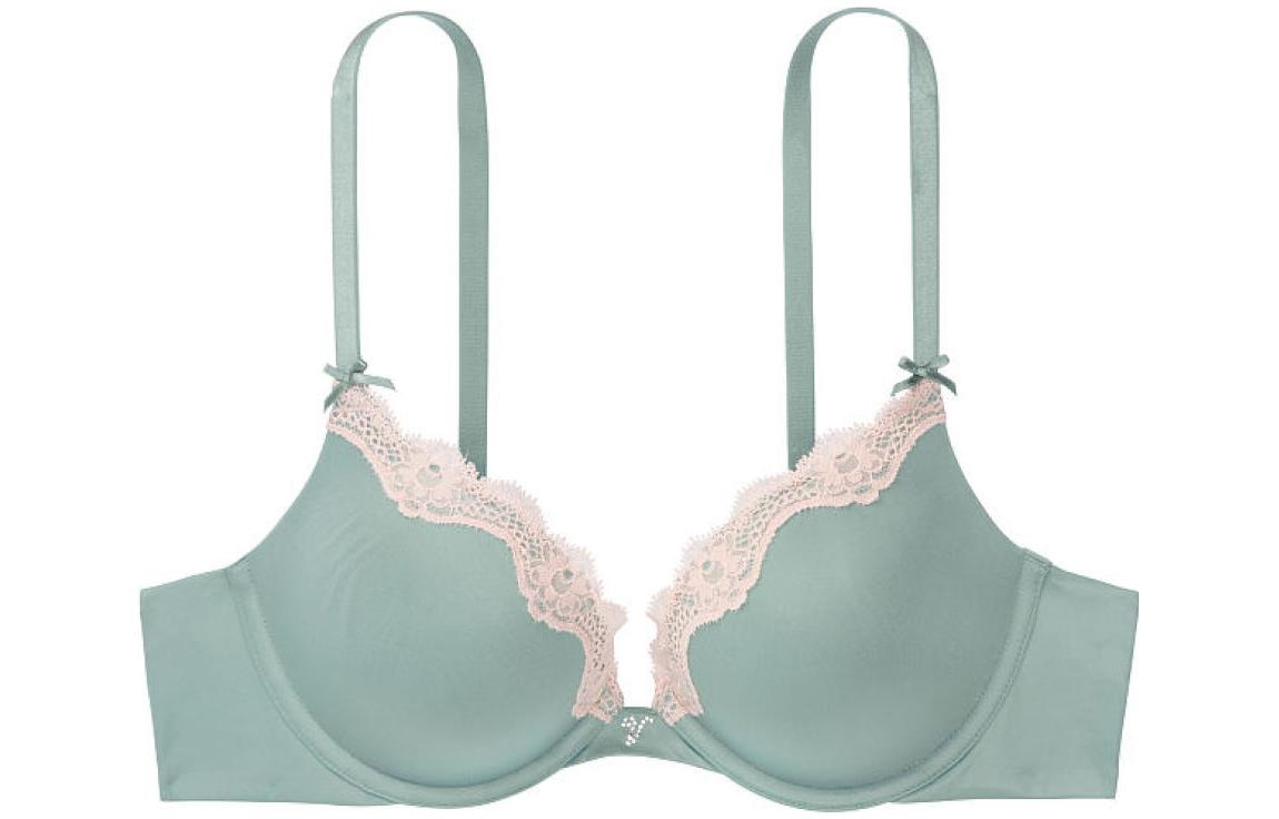 Victoria'S Secret Dream Angels Satin Lace Bra Sage Green