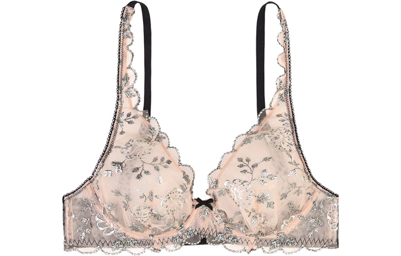 Victoria'S Secret Dream Angels Floral Embroidered Sheer Bra Black