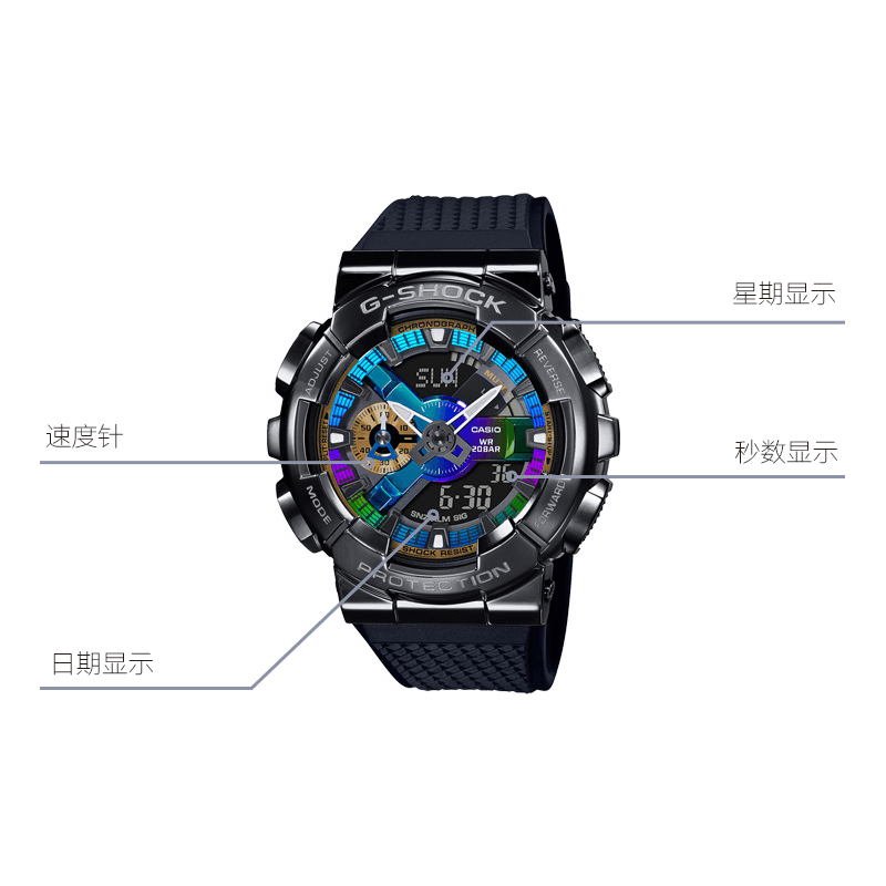 G-Shock 200 51.9*48.8mm GM-110B-1APR-person — фото 2