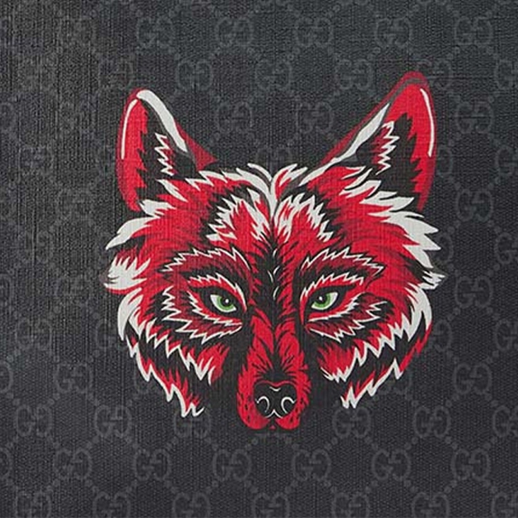 Gucci Wolf Print Canvas Clutch — фото 4