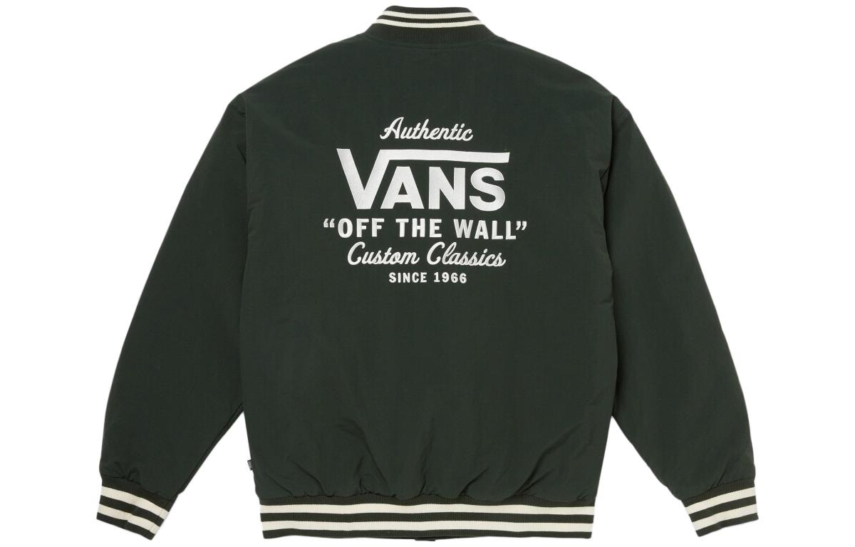 Vans Logo Print Stand Collar Jacket Khaki Green — фото 1