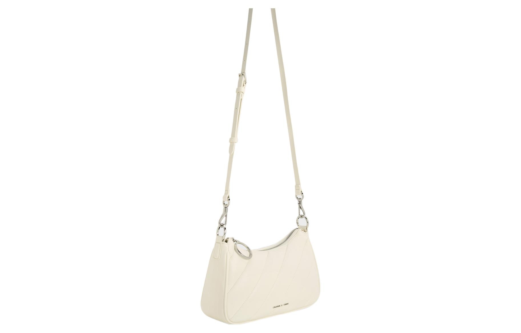 Charles&Keith Charles & Keith Quilted Chain Shoulder Bag Milk White — фото 1