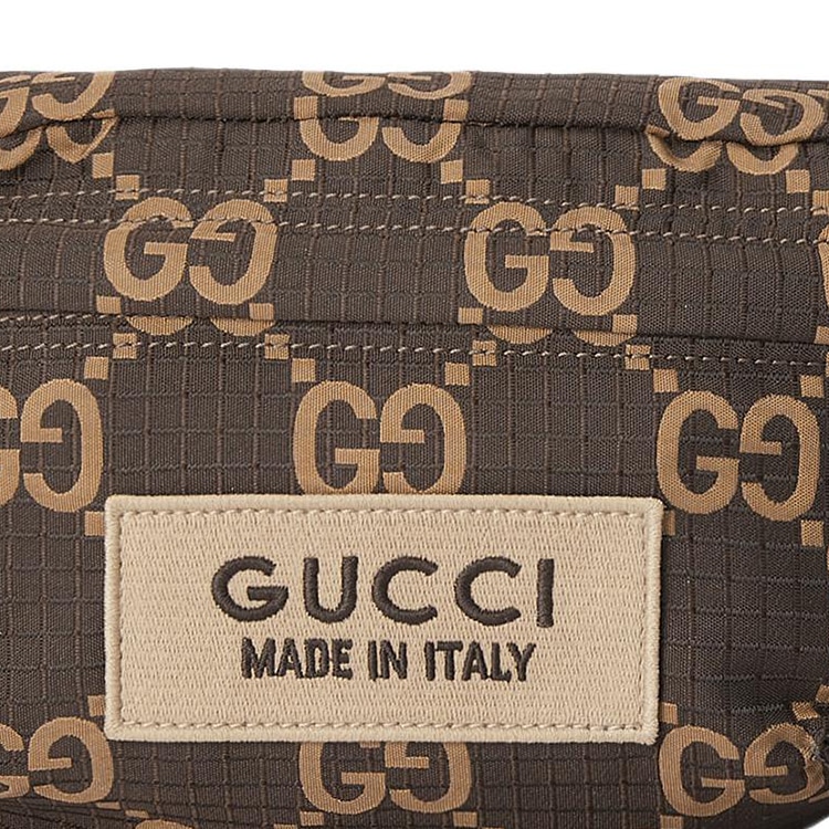 Gucci Logo Zip Waist Bag Large Ebony Beige — фото 7