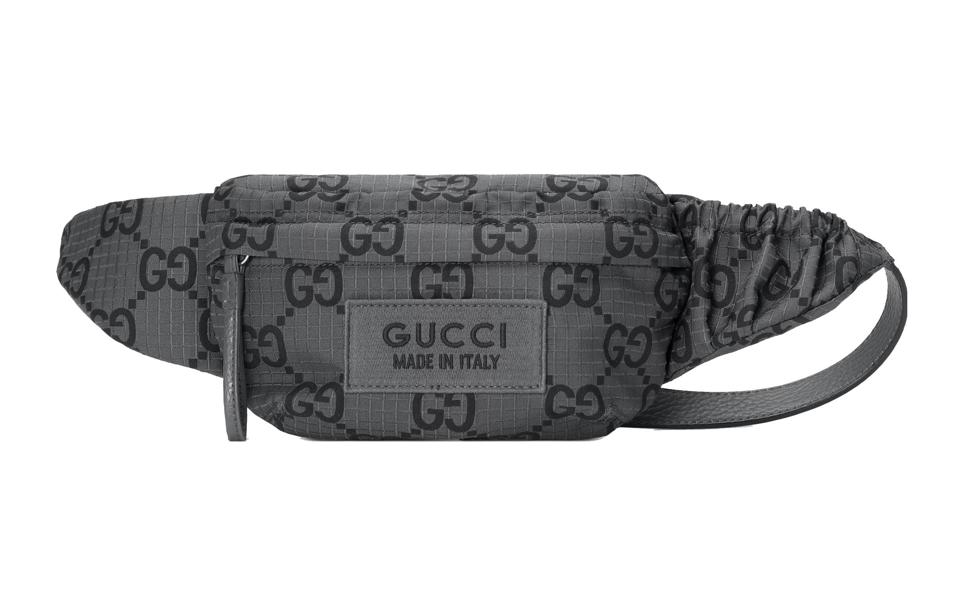 GUCCI/古驰 GUCCI Logo Zip Waist Bag Large Gray Black
