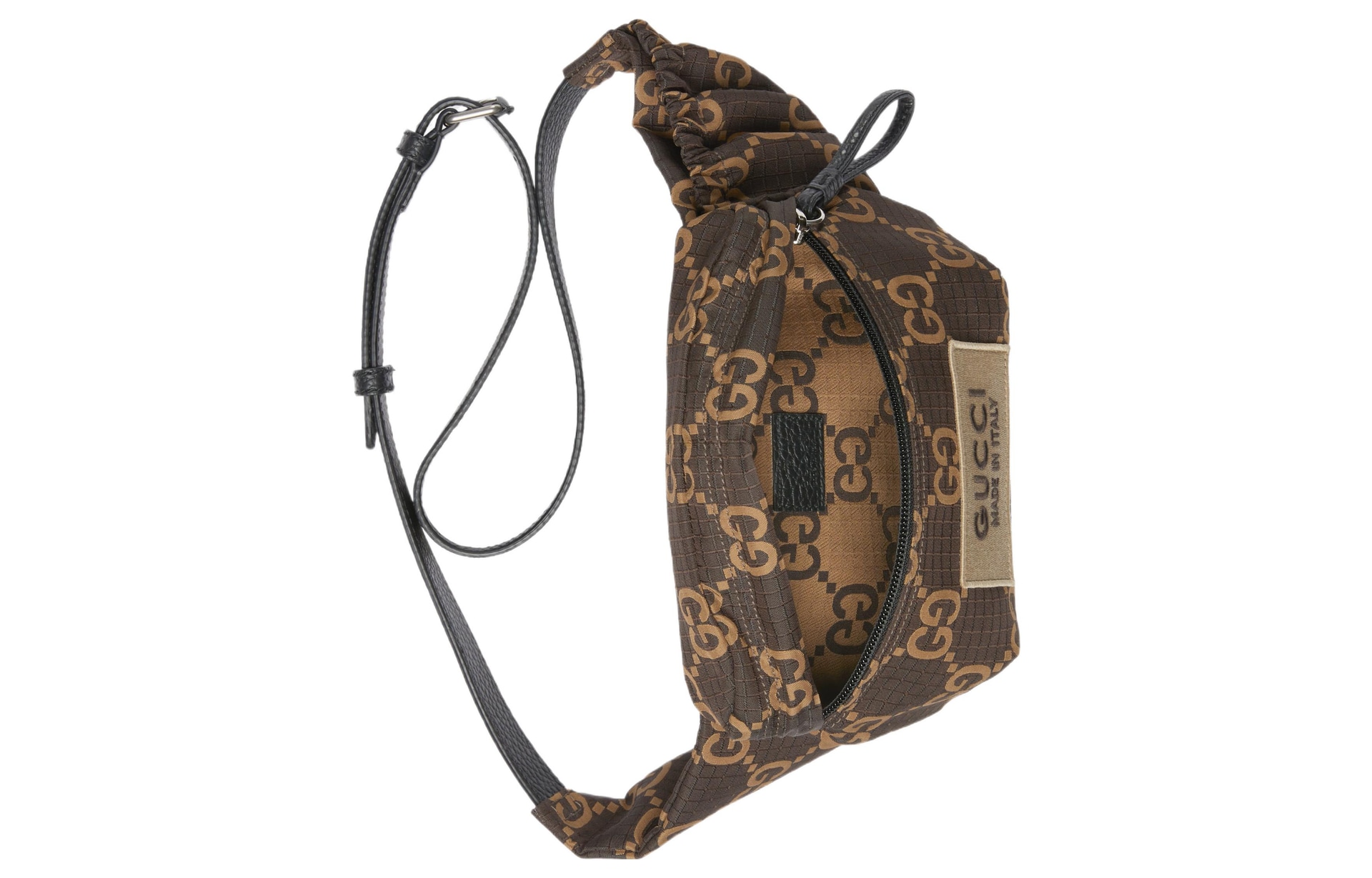 Gucci Logo Zip Waist Bag Large Ebony Beige — фото 6