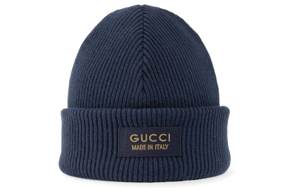 Gucci Logo Patch Beanie Navy