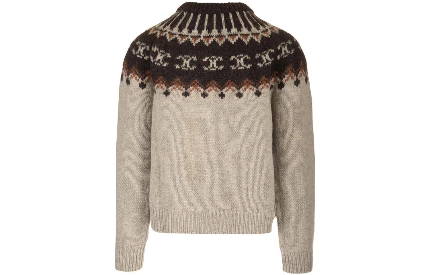 Celine FW23 Pattern Colorblock Crewneck Sweater Brown — фото 1