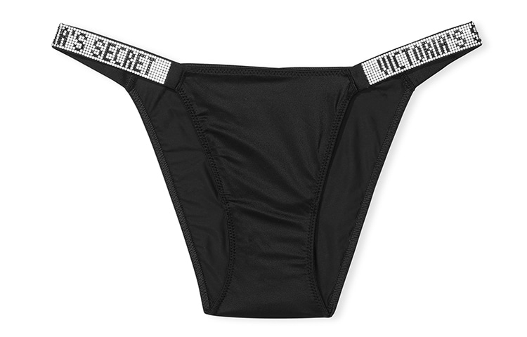 Victoria's Secret Logo Rhinestone Mid-Rise Briefs Black