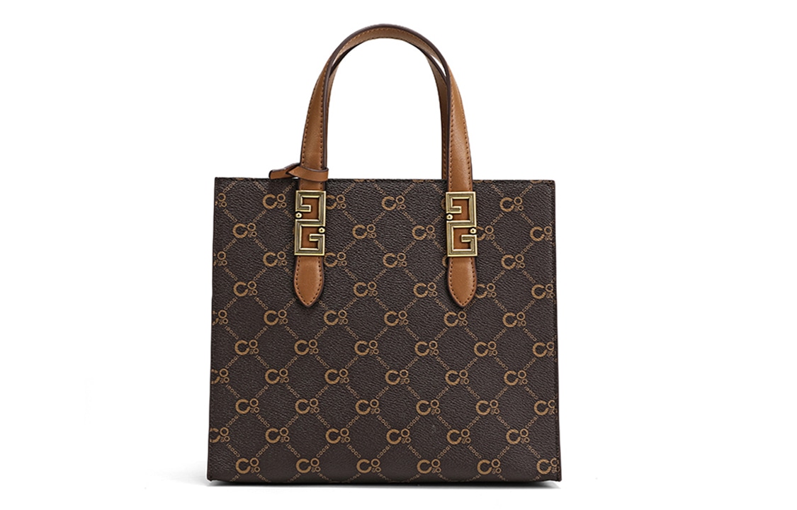 Coogi Logo Strap Shoulder Bag Medium Ivory Brown — фото 5
