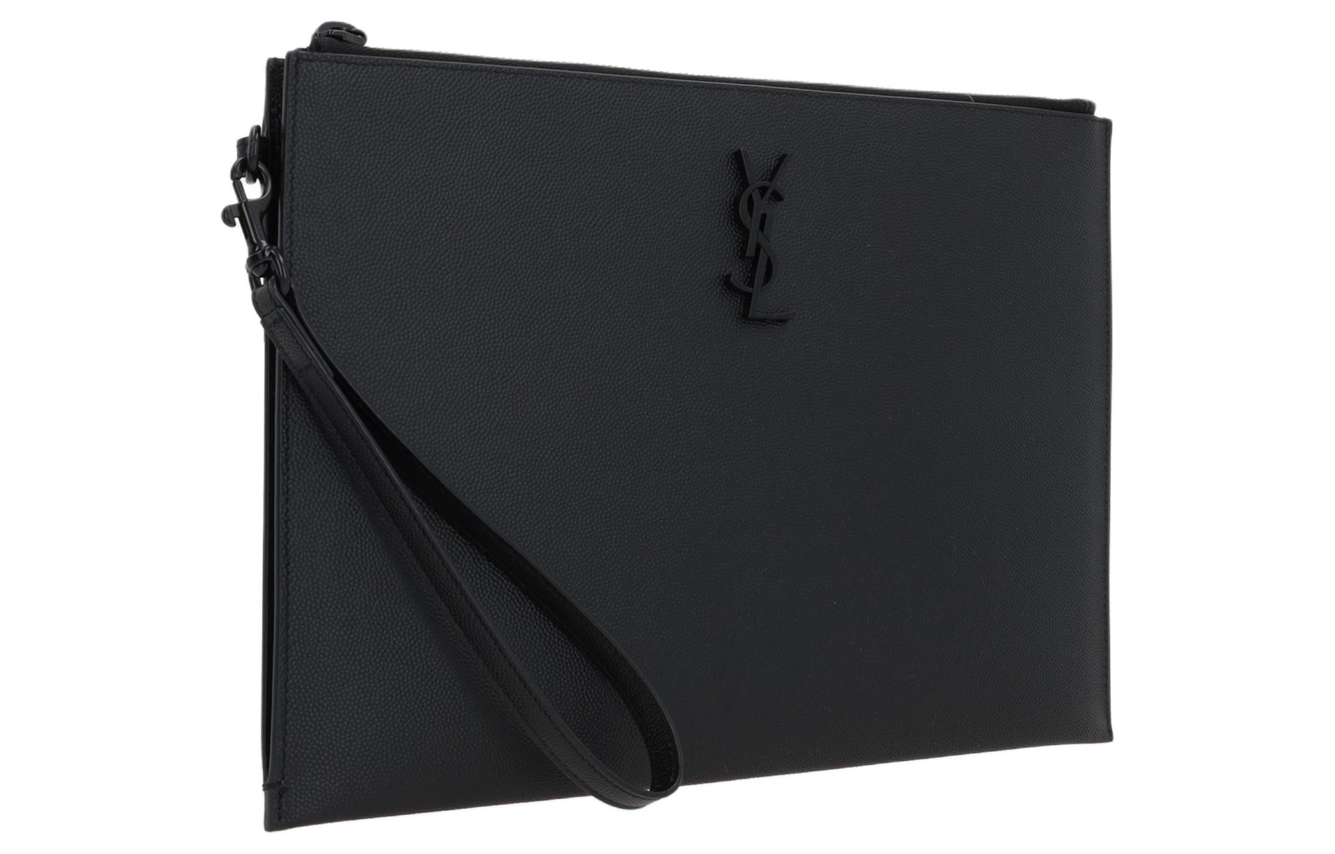 Saint Laurent Zip Grain Leather Clutch Black — фото 4