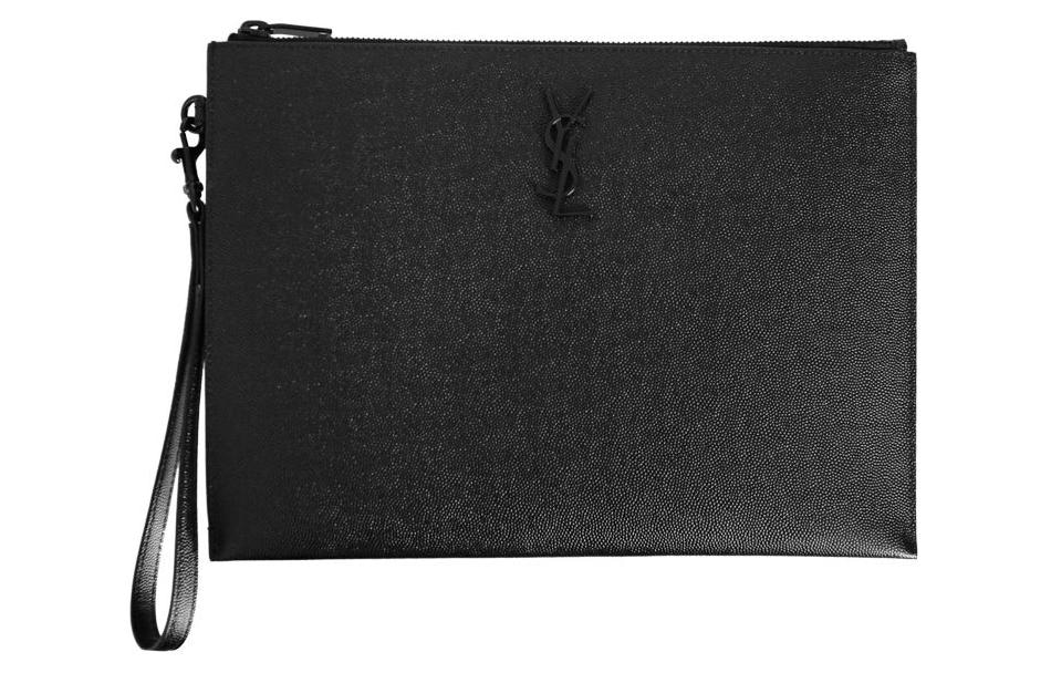 Saint Laurent Zip Grain Leather Clutch Black — фото 3
